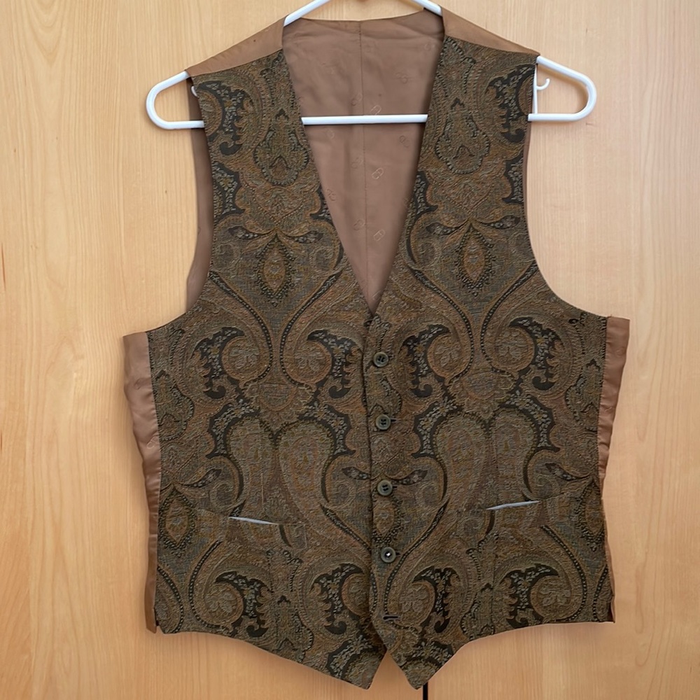 Christian Dior Tan Paisley Floral Pattern Knit Vest
